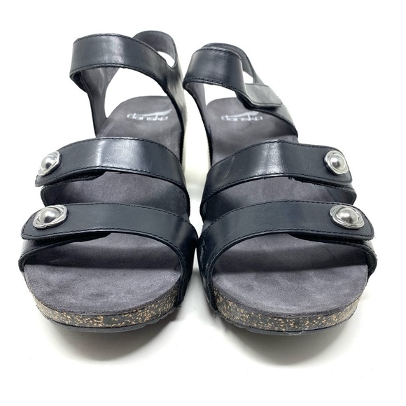 Dansko SAVANNAH BLACK WAXY BURNISHED Sandals - Picture 3 of 7